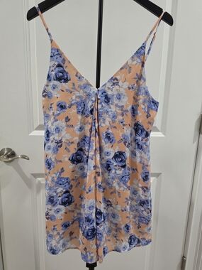 Peach Floral Spaghetti Strap Romper